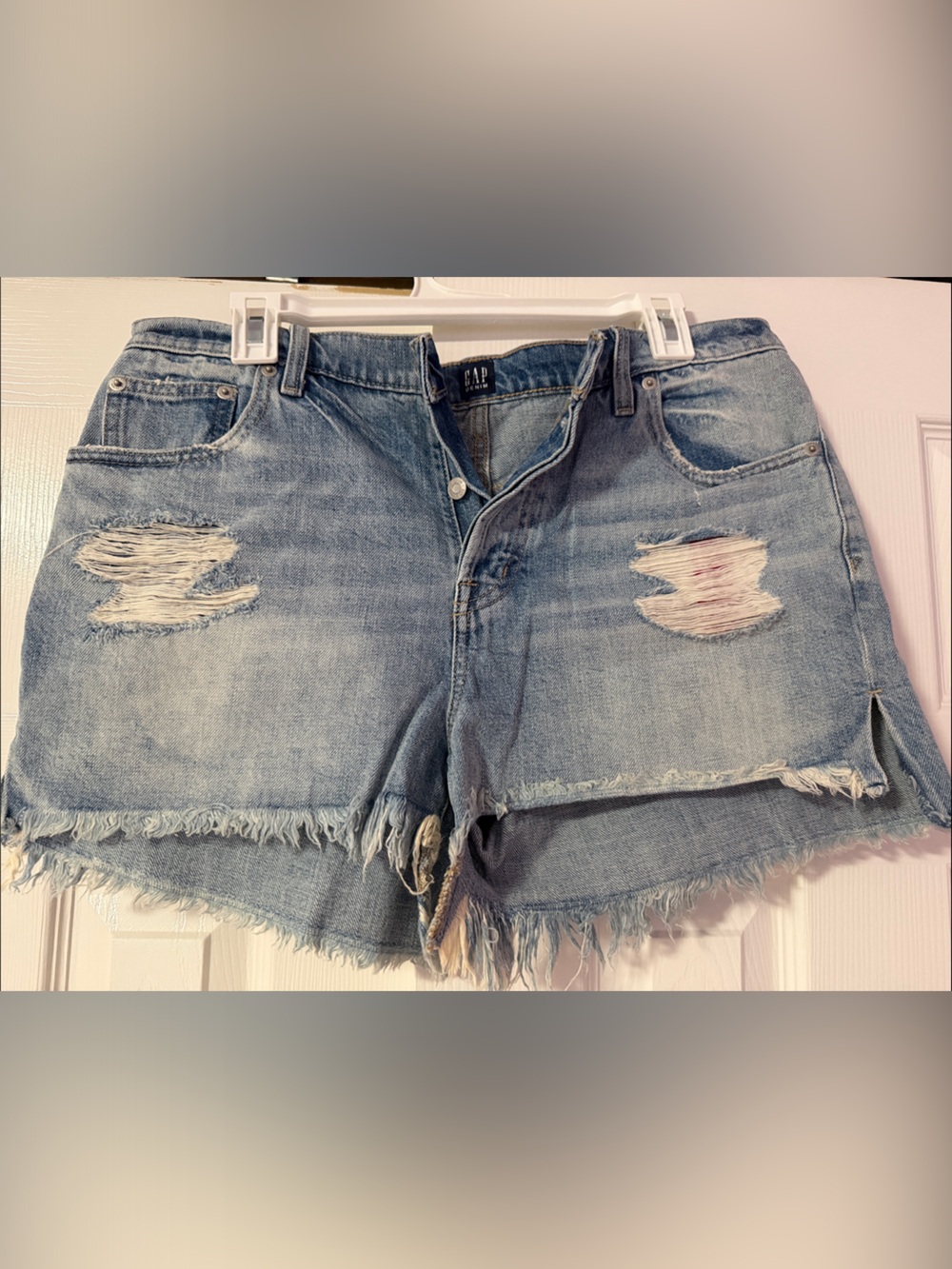 GAP Light Blue Distressed Denim Shorts
